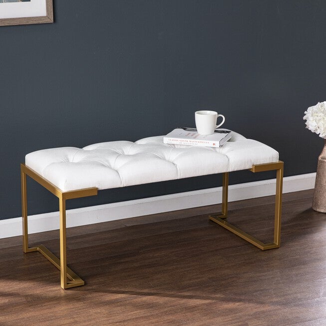 Neelana Upholstered Bench, WHITE, hi-res image number null