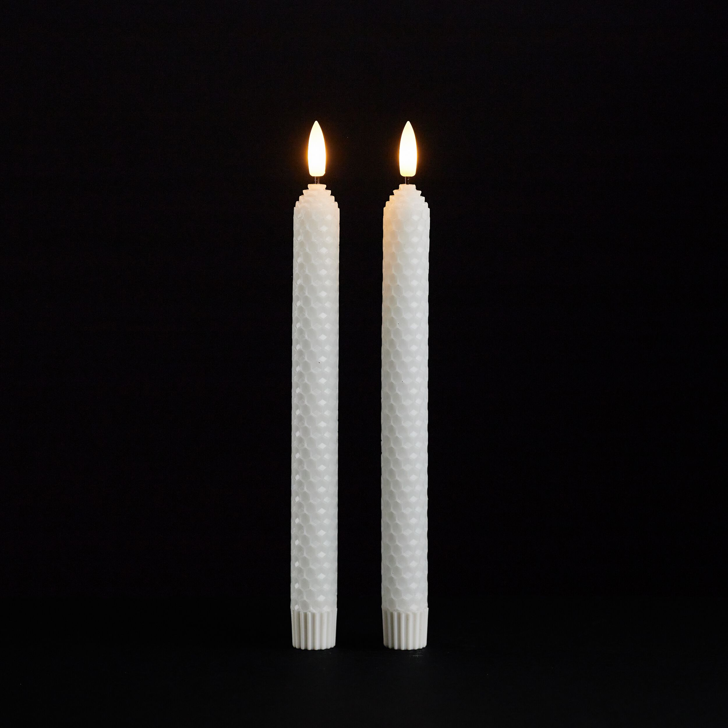 FIA Wick White Textured Taper Candle Set of 2, WHITE, alternate image number 1