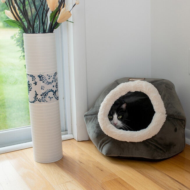 Gray Velvet Cat Bed, , alternate image number 2