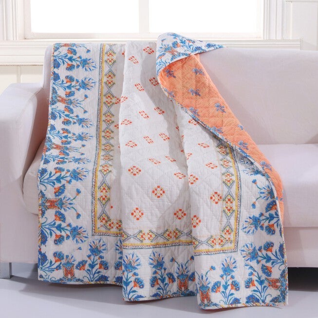 Aleena Quilted Throw Blanket, IVORY, hi-res image number 0