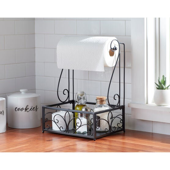 Scroll Paper Towel Organizer, BLACK, hi-res image number null