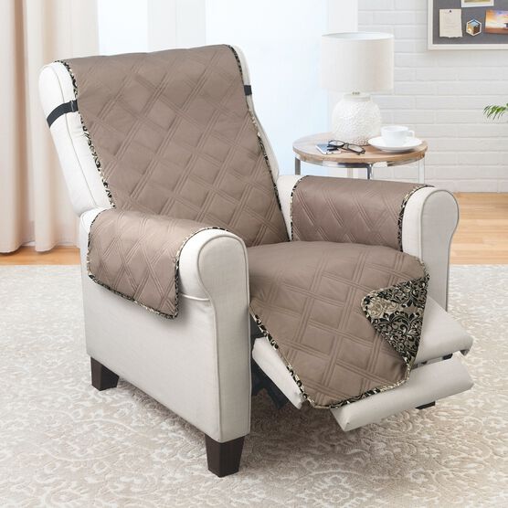 Printed Reversible Quilted Recliner Chair Protector, , alternate image number null