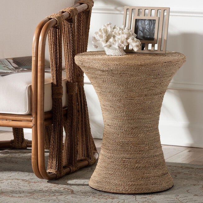 Cady Japandi Natural Seagrass Side Table, NATURAL BROWN, hi-res image number 0