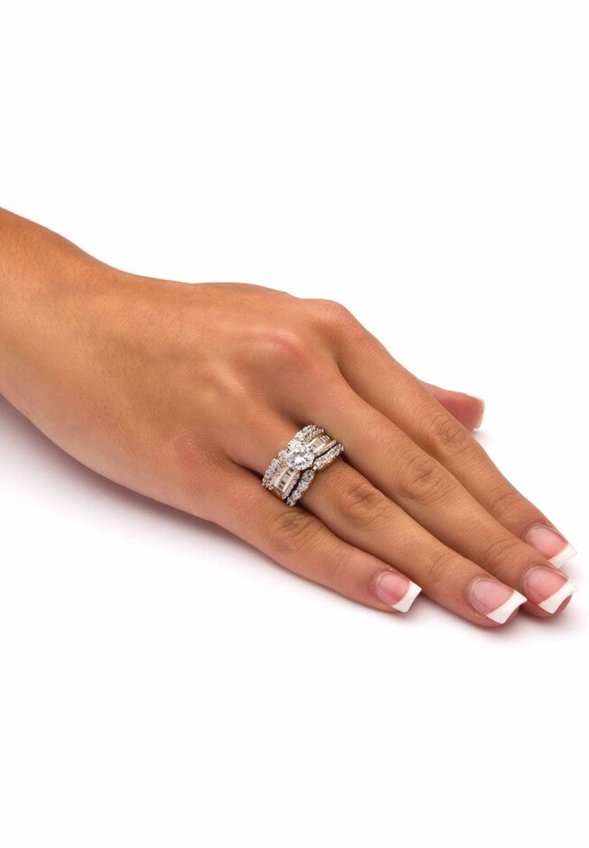Gold over Silver Bridal Ring Set Cubic Zirconia (5 5/8 cttw TDW), , alternate image number 2