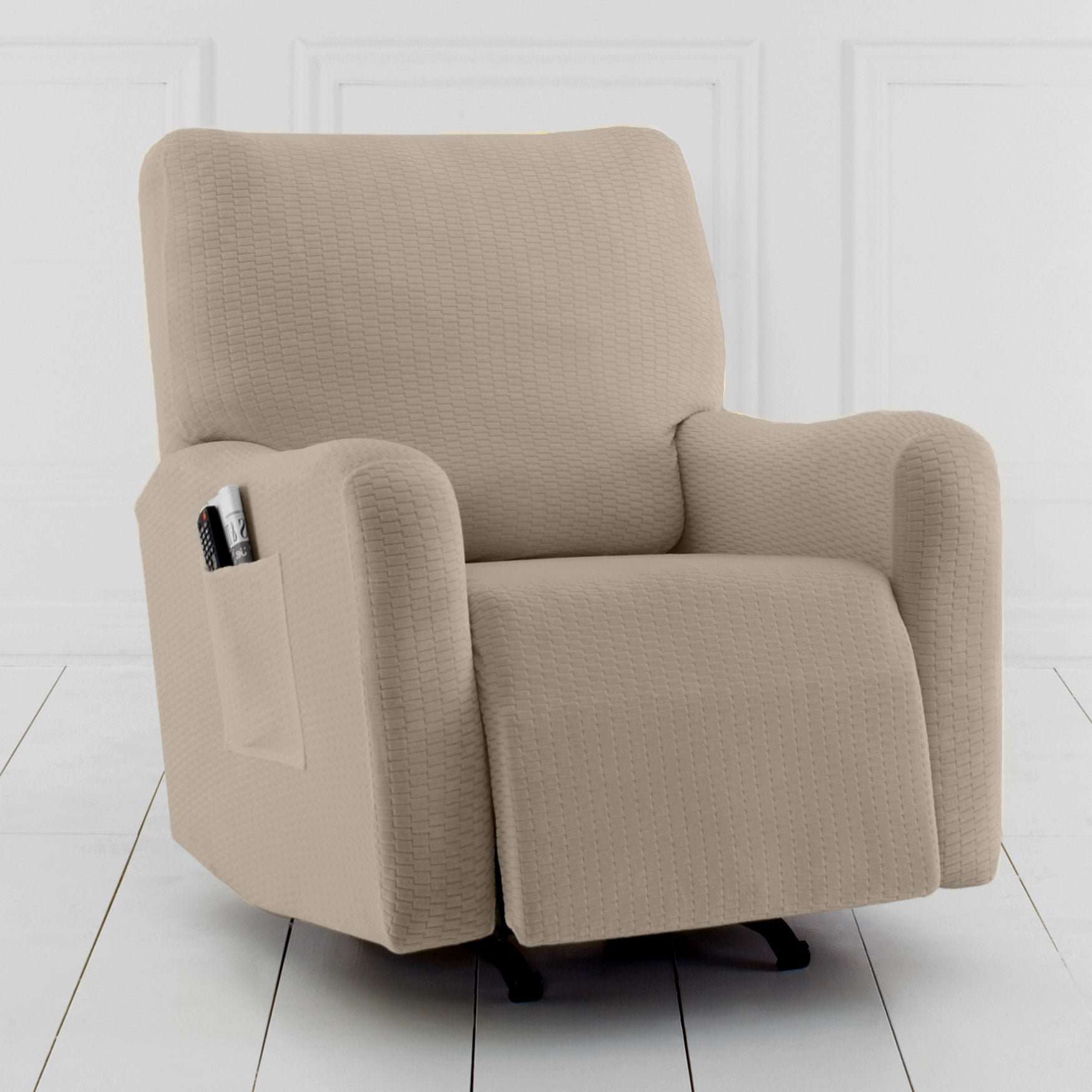 Simple BH Studio Brighton Stretch Recliner Slipcover Stone Brylane Home