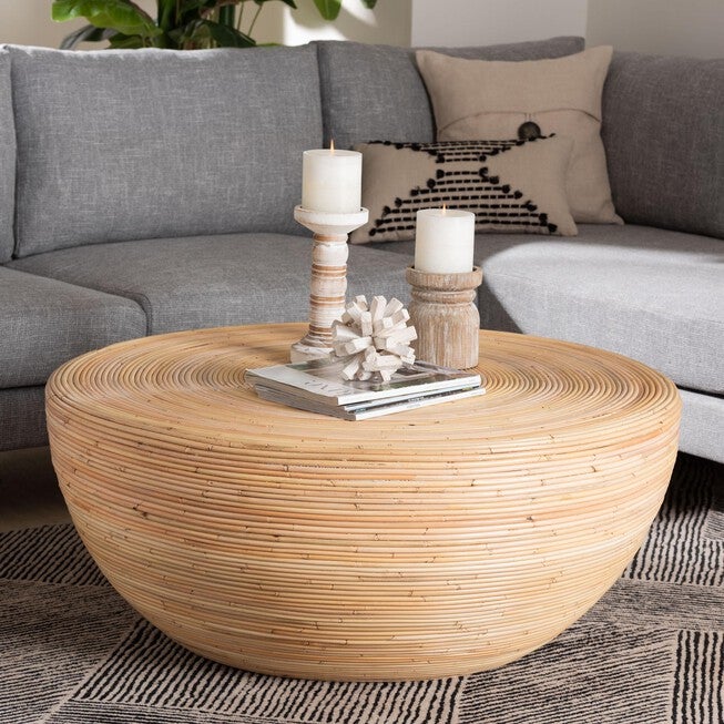 Tokyo Laminated Natural Rattan Coffee Table, NATURAL BROWN, hi-res image number null