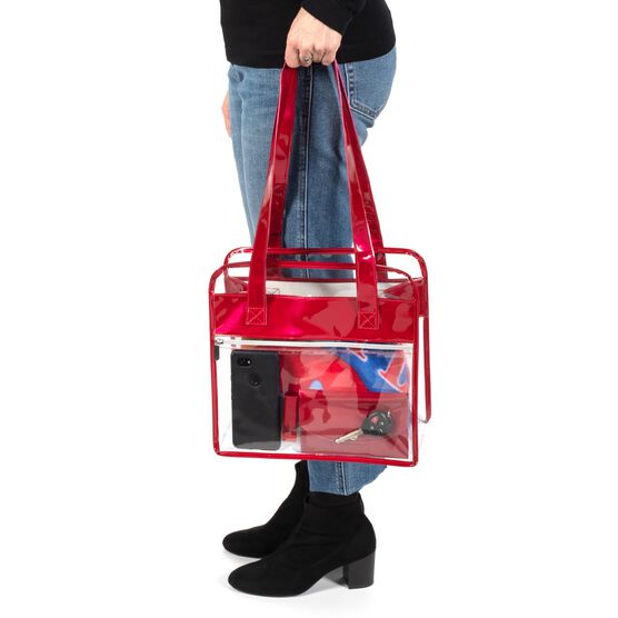 Tote Bag With Wallet, Clear/Red, , alternate image number null