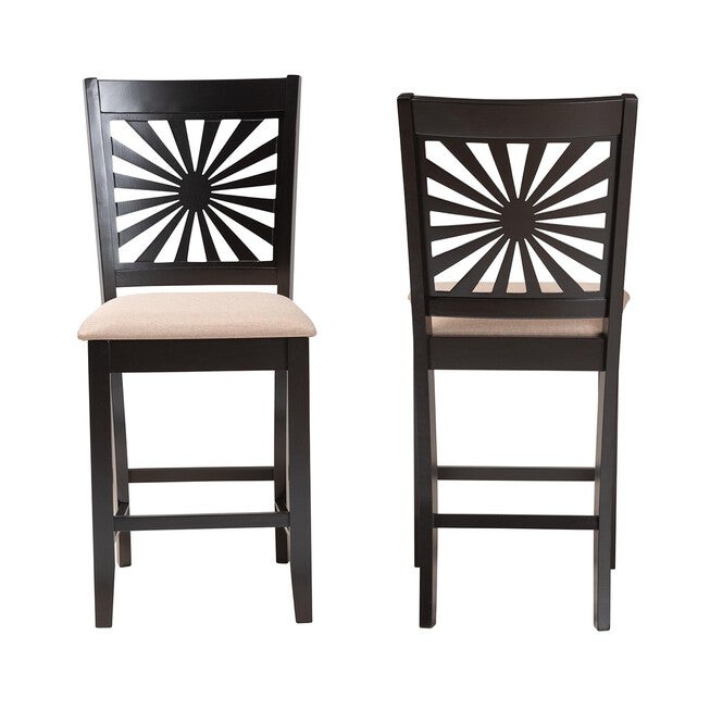 Olympia Modern Beige Fabric And Espresso Brown Finished Wood Counter Stool, , on-hover image number null