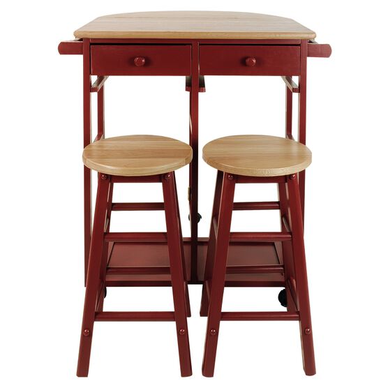 Breakfast Cart with Drop-Leaf Table-Red, RED, hi-res image number null