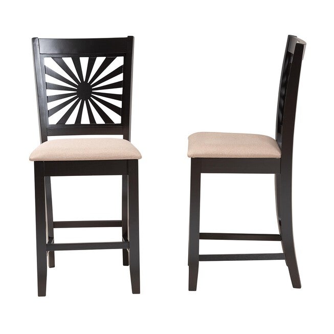 Olympia Modern Beige Fabric And Espresso Brown Finished Wood Counter Stool, , alternate image number null