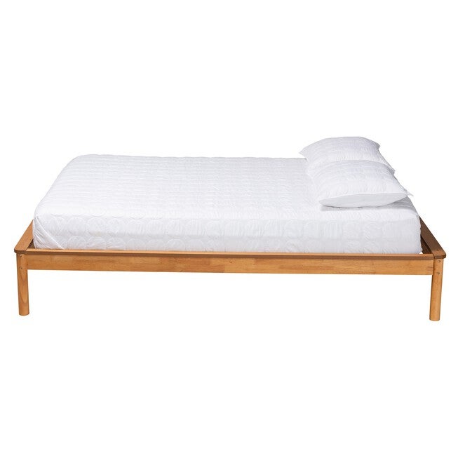 Efren Mid-Century Modern Honey Oak Finished Wood Full Size Bed Frame, , on-hover image number null