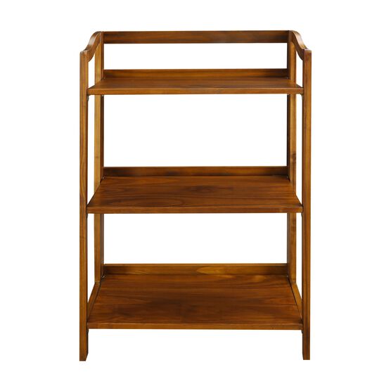 Stratford 3-Shelf Folding Bookcase-Warm Brown, BROWN, hi-res image number null