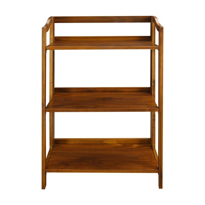 Stratford 3-Shelf Folding Bookcase-Warm Brown, BROWN, hi-res image number 0