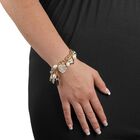 Gold Tone Charm Bracelet Crystal and Cultured Freshwater Pearl 8", , alternate image number null