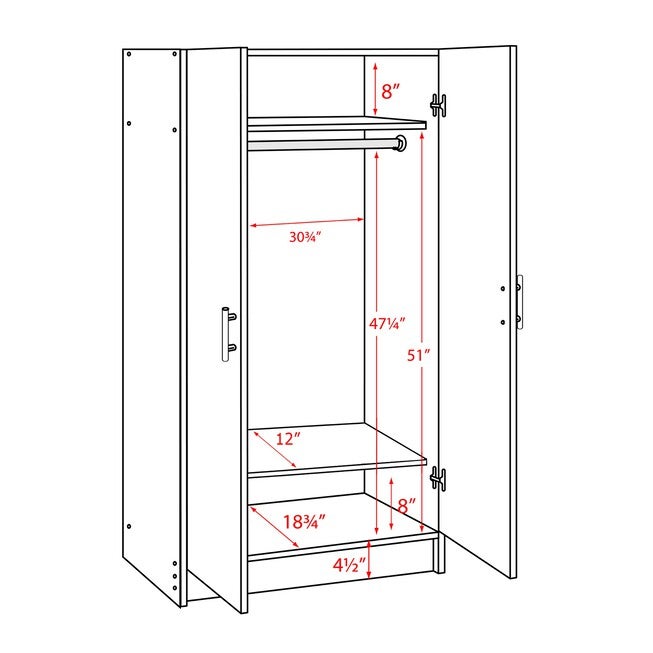 Elite 32 inches Wardrobe Cabinet, White, , alternate image number null