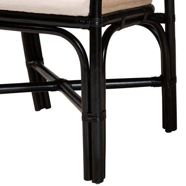 Miranda Modern Bohemian Two-Tone Black And Natural Brown Rattan 2-Piece Dining Chair Set, , alternate image number 4