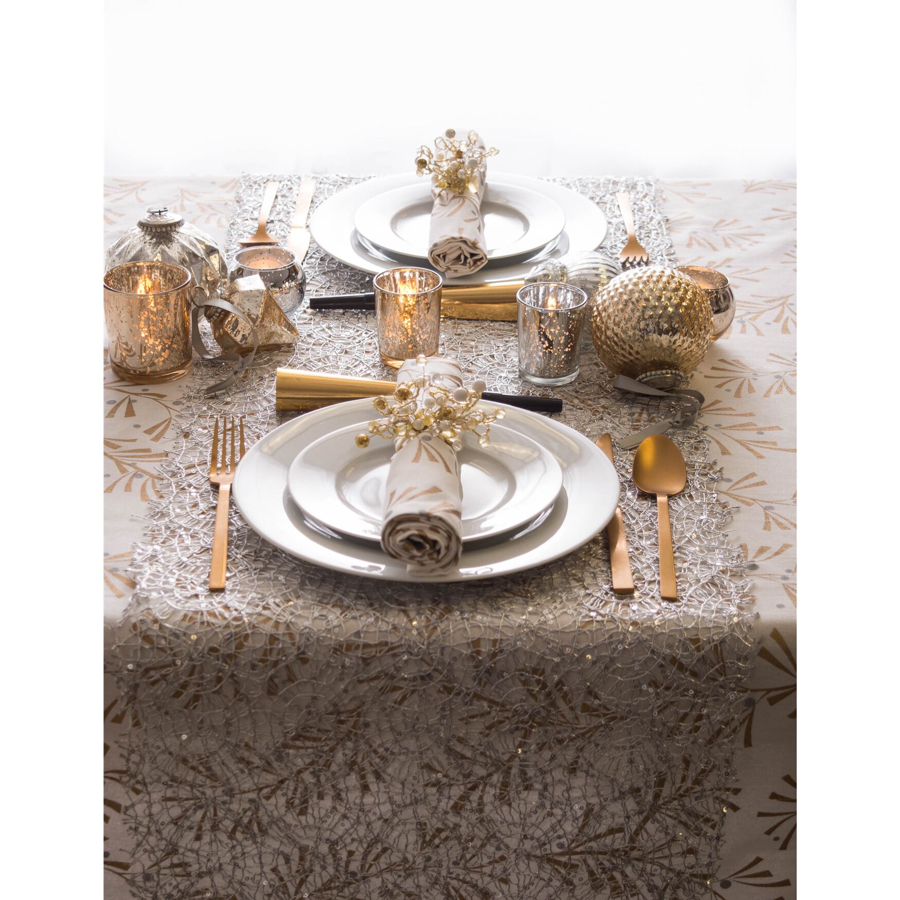 Silver Sequin Mesh Table Runner Roll, , alternate image number 2