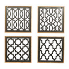 Set Of 4 Black Wood Contemporary Wall Decor, , alternate image number null
