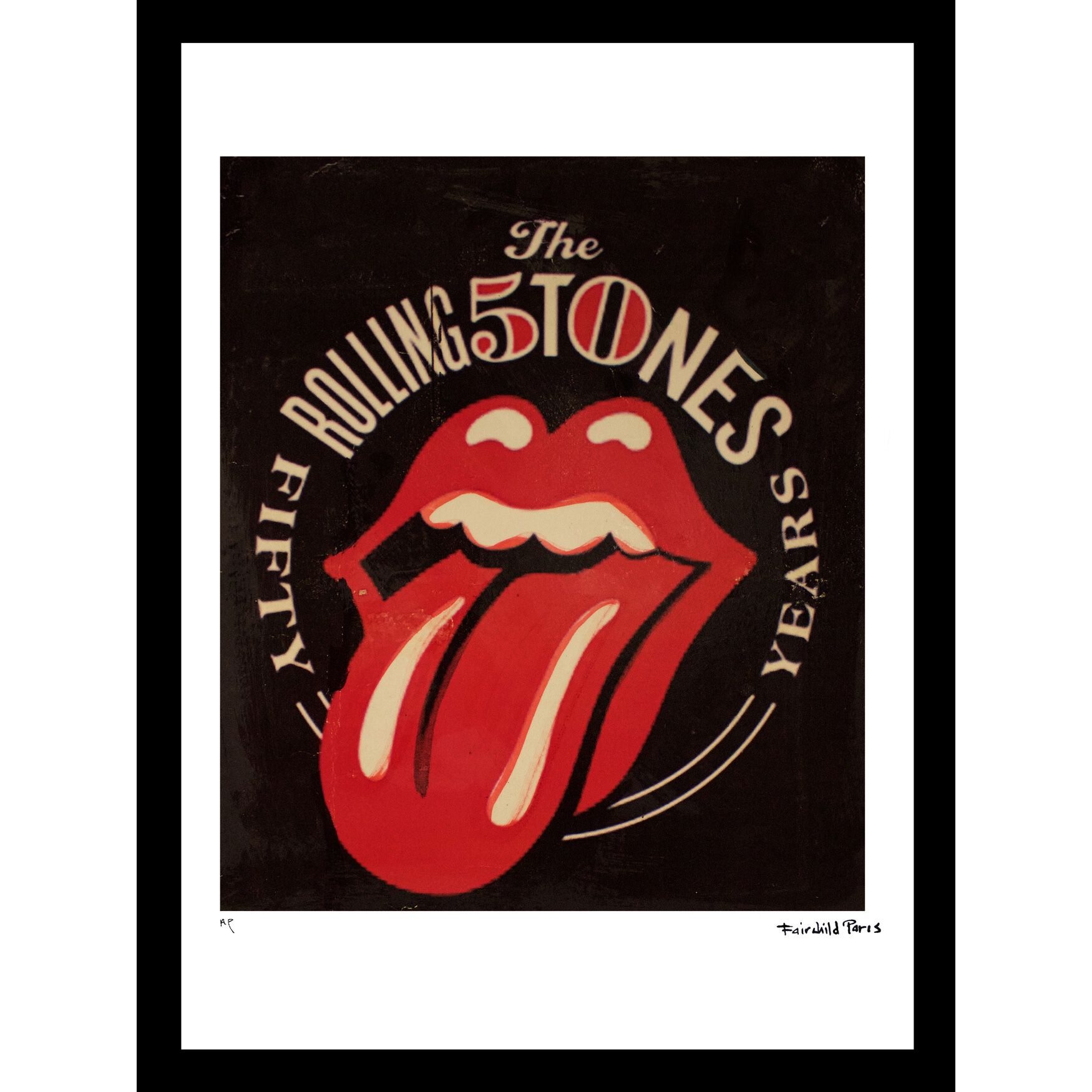 The Rolling Stones 50 Years Vintage Framed Print - 14 x 18 - Black