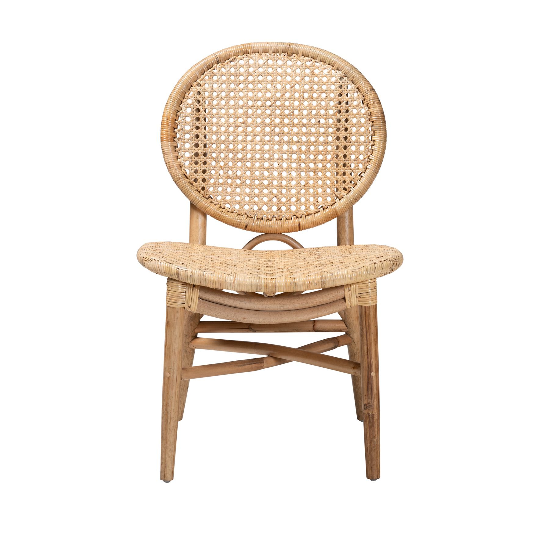 Osaka Modern Bohemian Natural Brown Rattan Dining Chair, , on-hover image number 1