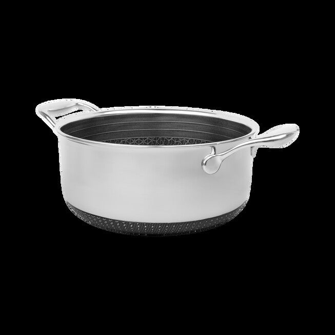 LIVWELL DiamondClad™ 6 Quart Hybrid Nonstick Stainless Steel Stock Pot and Lid, Dishwasher Safe, PFOA-free – Silver/Black, SILVER, alternate image number null