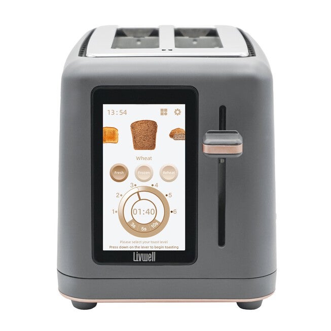 Livwell Touch IQ Matte Grey 2-Slice Toaster, MATTE GREY, alternate image number null