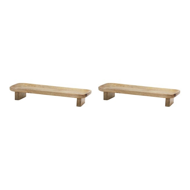 Mango Wood Tray (Set of 2), BROWN, alternate image number null