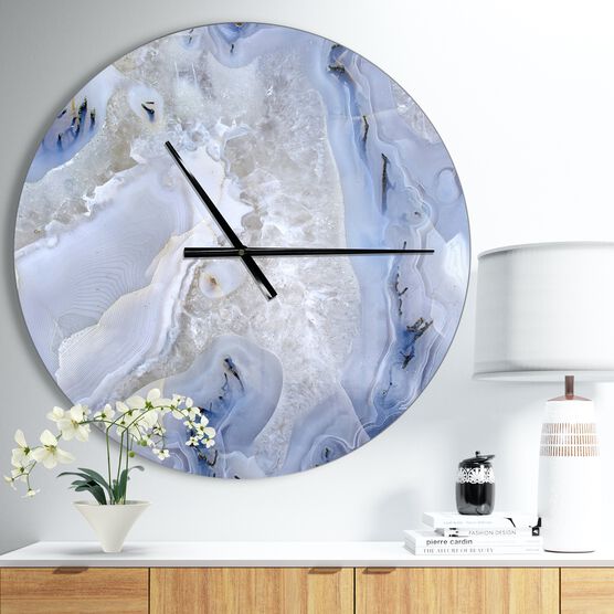 Agate Stone Modern Wall Clock, WHITE, hi-res image number null