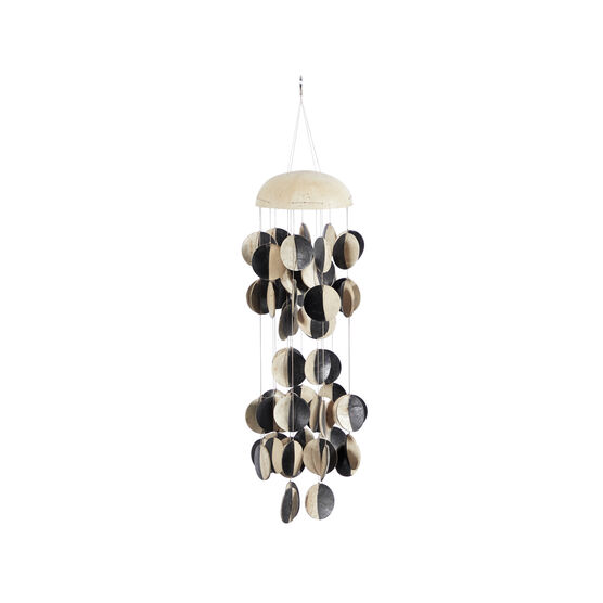 Black And Cream Coconut Shells Coastal Windchime, , on-hover image number null