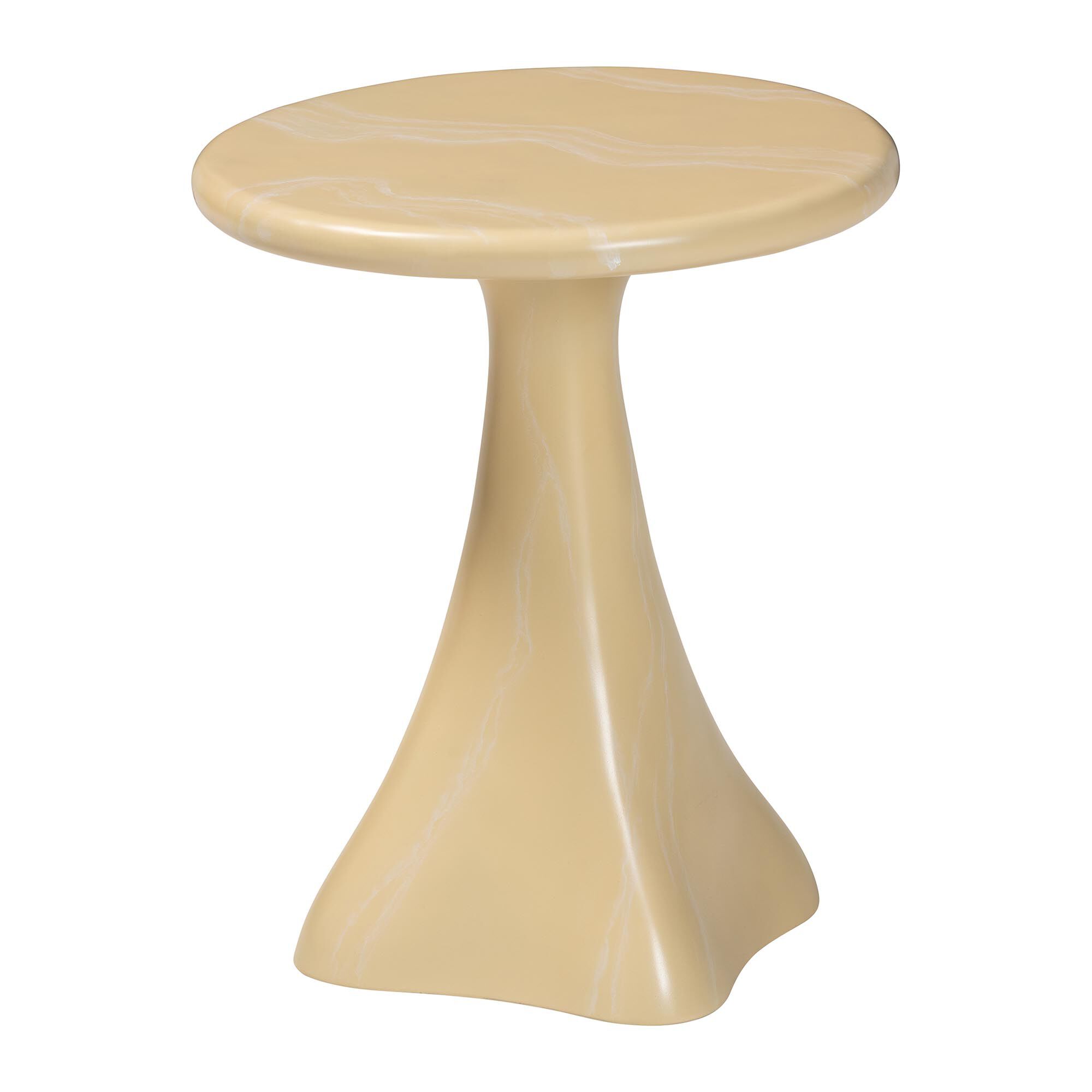 Aponi Marbled Resin End Table, CREAM, alternate image number 1