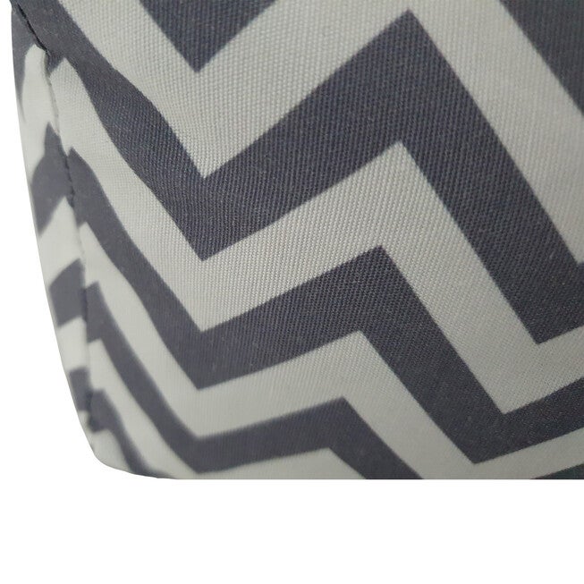 Chevron poly-cotton bolster with detachable faux fur cushion Medium Size, , alternate image number null