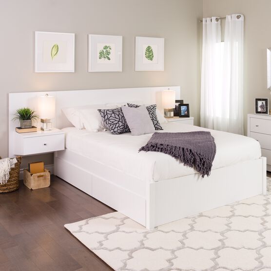 Floating Queen Headboard With, White Floating Bed Frame