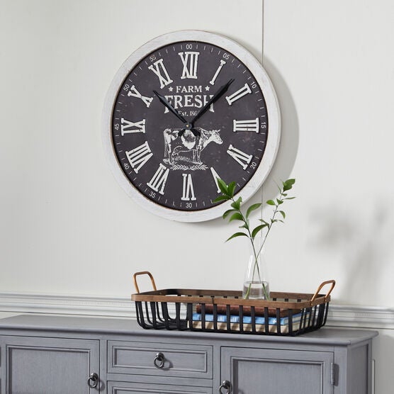 Black Farmhouse Wood Wall Clock, , alternate image number null