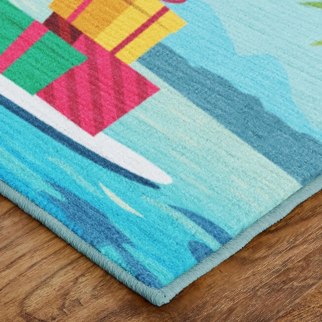 Paddleboard Santa Multi Kitchen Rug, , on-hover image number null
