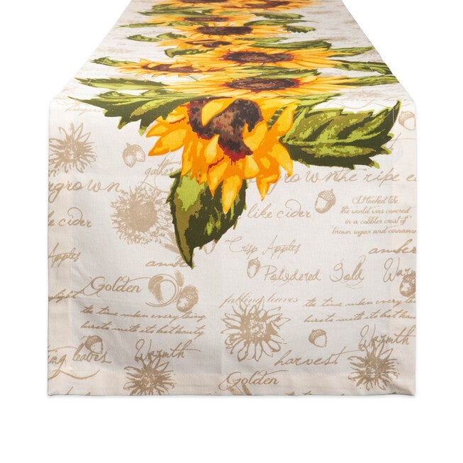 Rustic Sunflowers Printed Table Runner 14x72, YELLOW, hi-res image number null