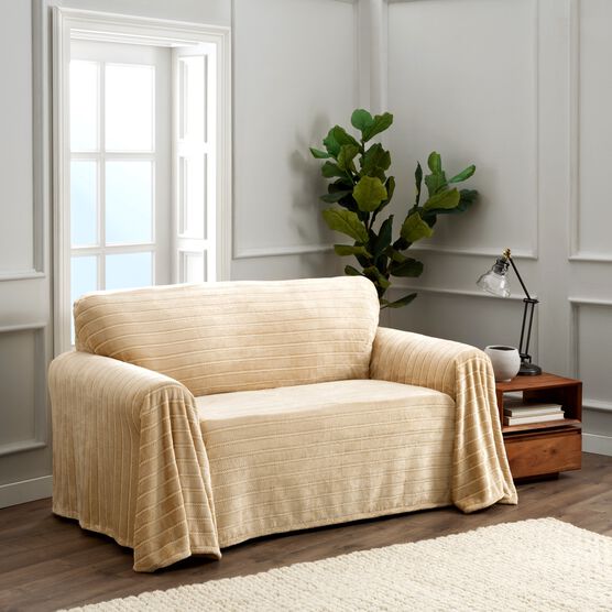 Nolan Plush Cozy Loveseat Throw Furniture Cover, LINEN, hi-res image number null