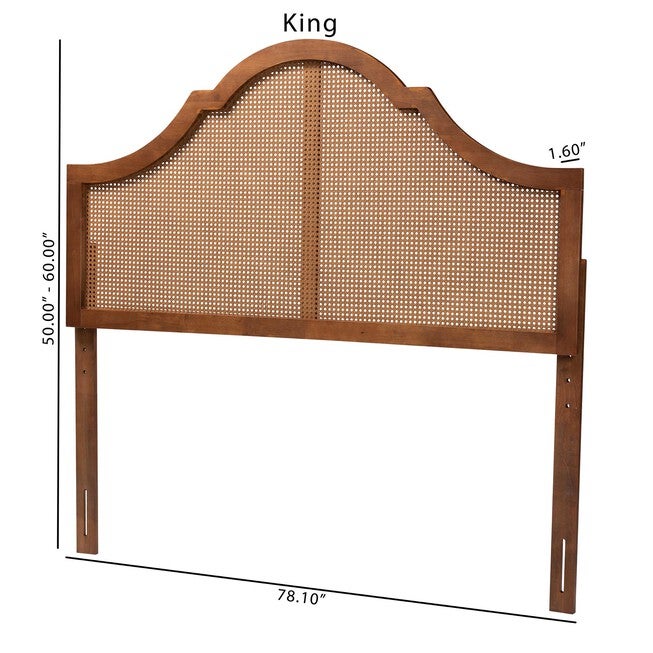 Camila Classic And Traditional Grey Fabric And Walnut Brown Finished Wood King Size Headboard, , alternate image number null