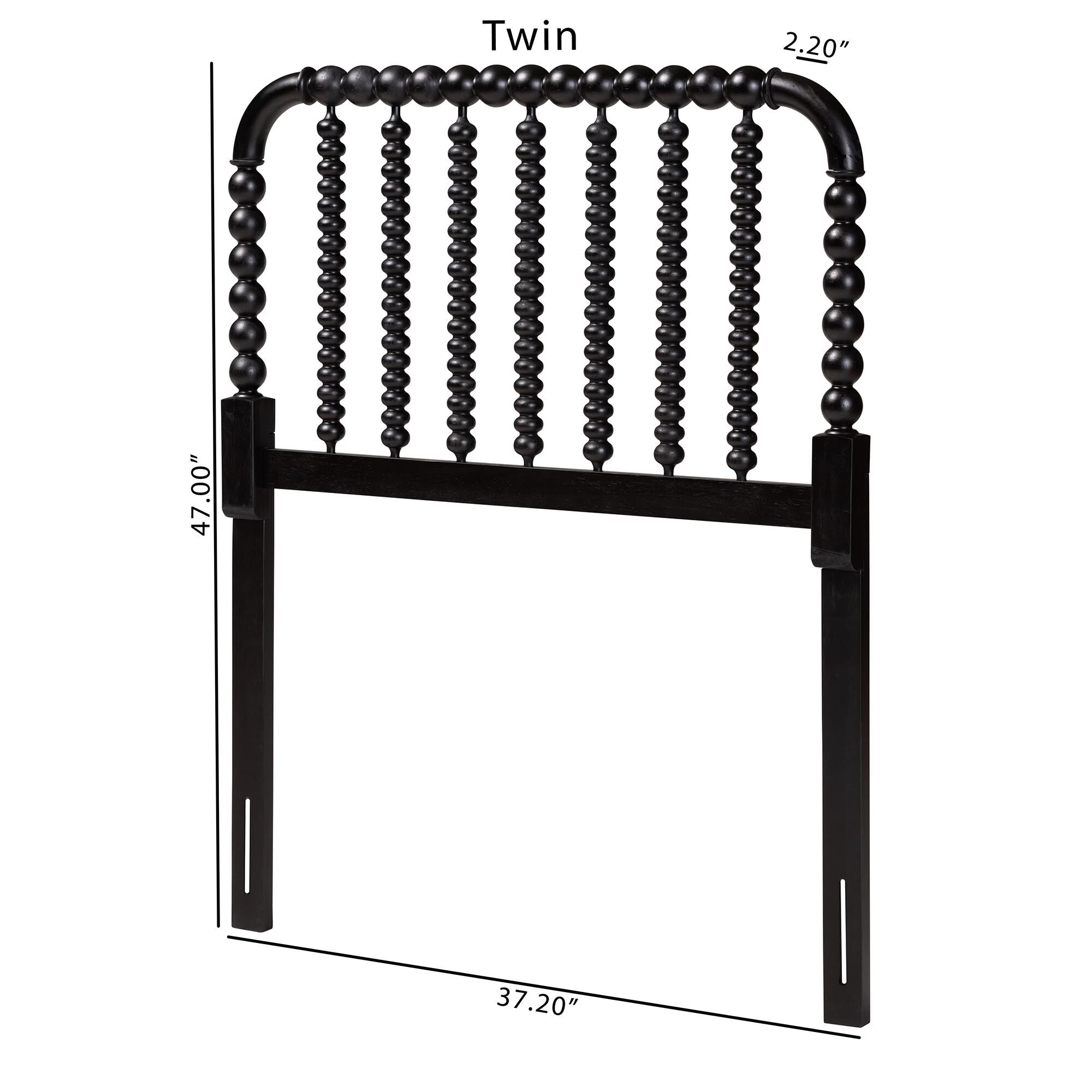 Finley Turned Bobbin Headboard, BLACK, alternate image number 5
