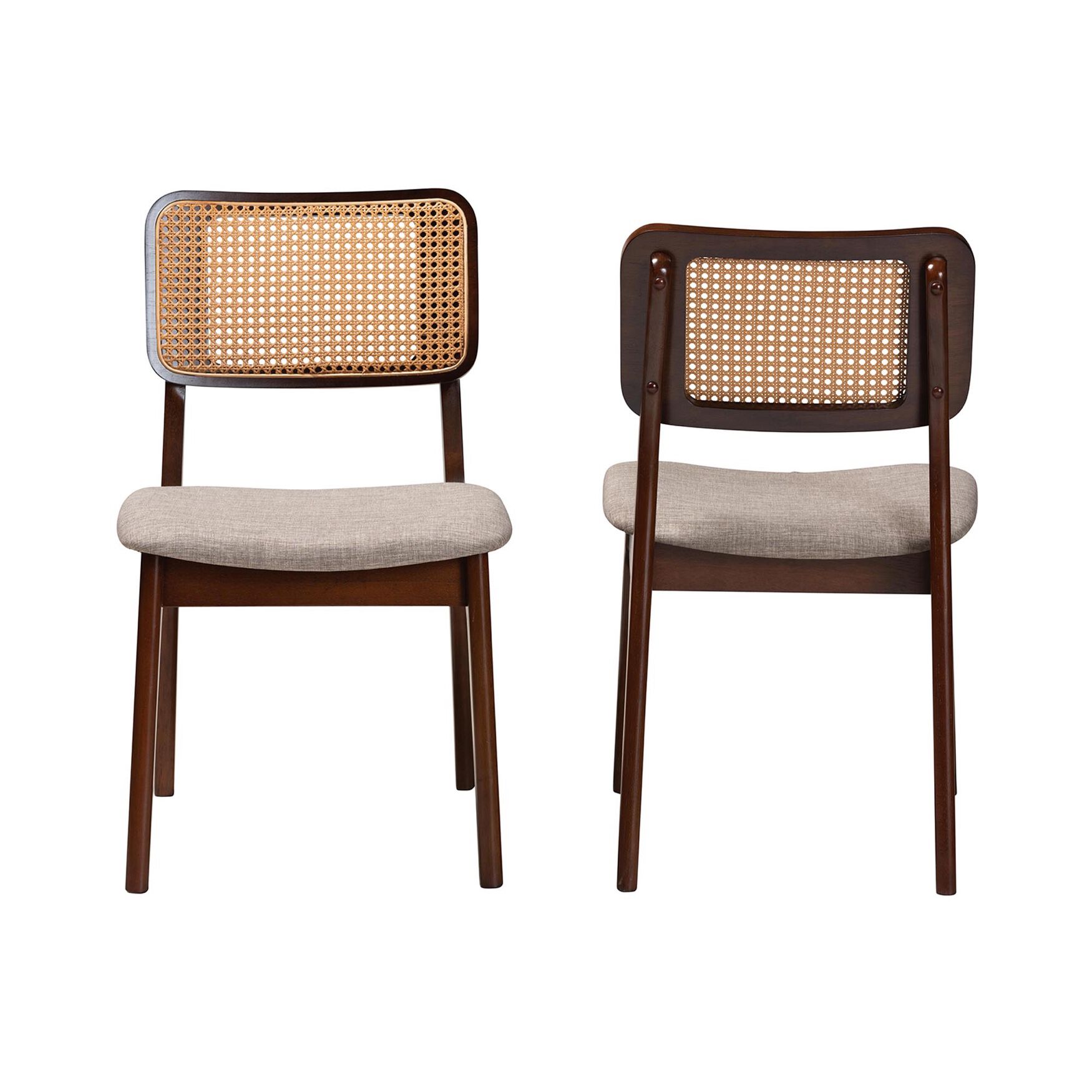 Baxton Studio Dannon Grey Fabric and Oak Wood 2 Piece Dining Chair Set