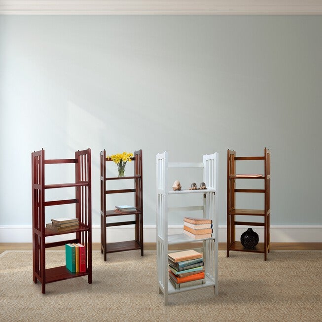 3-Shelf Folding Bookcase 14 inches Wide-Mahogany, , alternate image number null