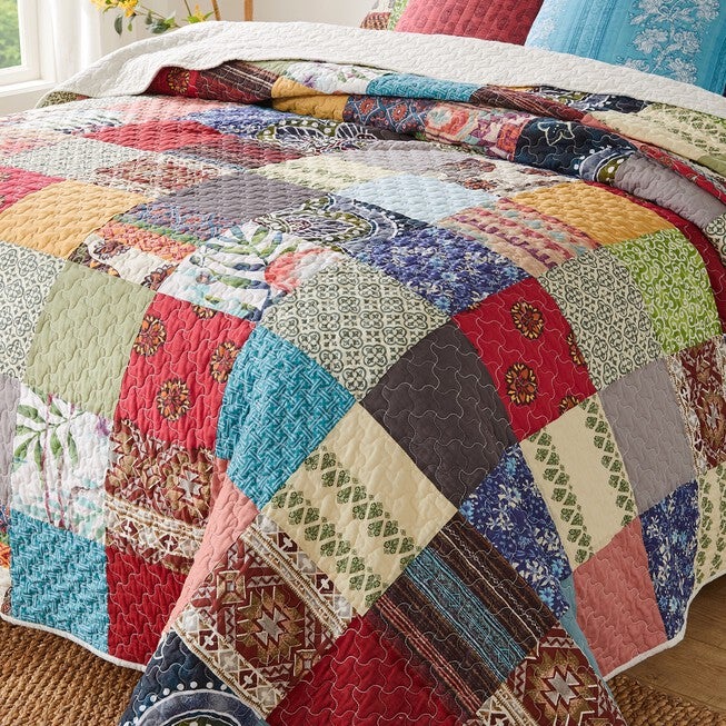 Renee Upcycle Quilt And Pillow Sham Set, , on-hover image number 1