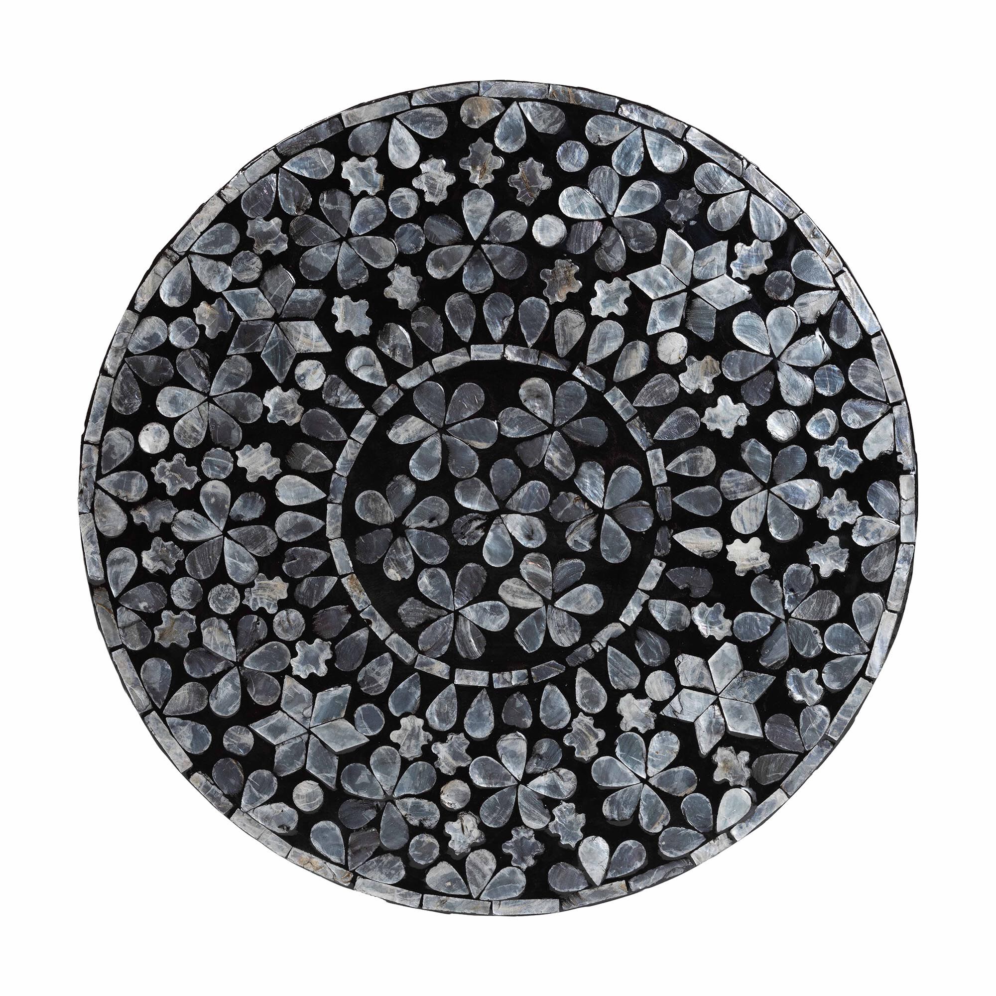 Elara Coastal Black and White Mother of Pearl Capiz Shell End Table, MOSAIC, alternate image number 5