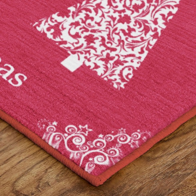 Ornamental Trees Red Kitchen Rug, , alternate image number null