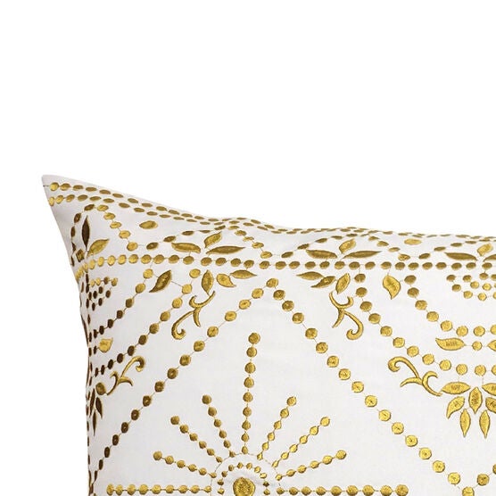 Edie @ Home Indoor/Outdoor Embroidered Tile Oblong Decorative Throw Pillow 15X30, Black/White, , alternate image number null