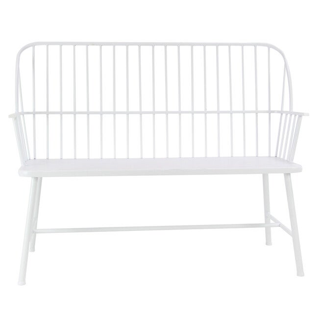 White Metal Farmhouse Bench, WHITE, hi-res image number null
