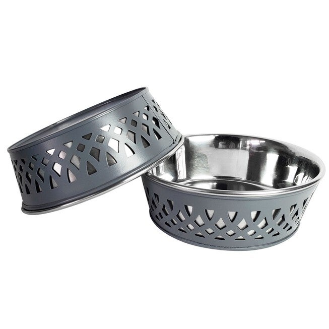Stainless Steel Country Farmhouse Dog Bowl Gray 16 oz, , on-hover image number null