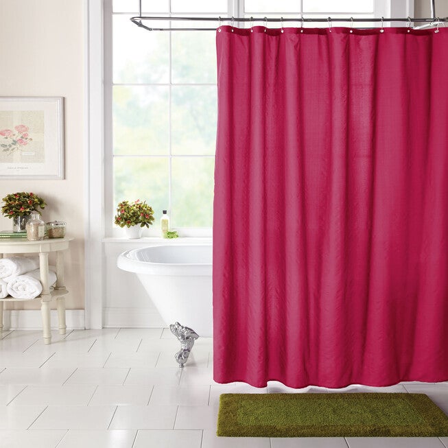 BH Studio Textured Shower Curtain, CERISE, hi-res image number 0