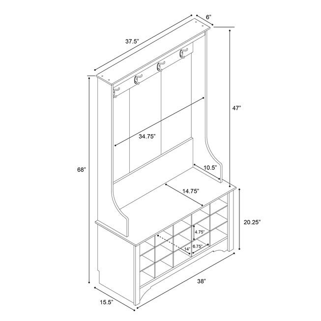Hall Tree with Shoe Storage, , alternate image number null