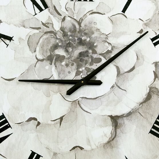 Indigold Grey Peonies I Traditional Wall Clock, , alternate image number null