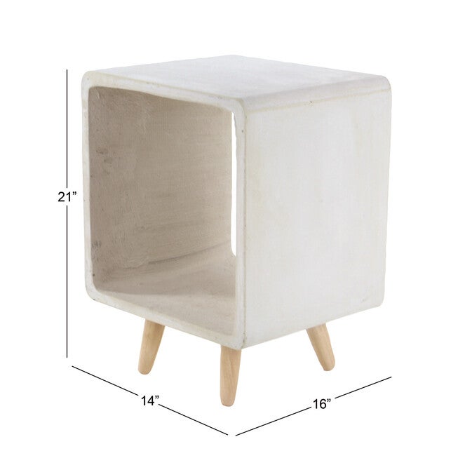 White Fiber Clay Industrial Outdoor Accent Table, , alternate image number null